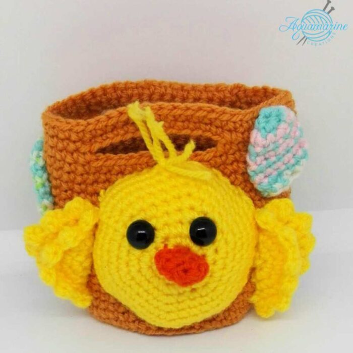 Cestino Arancio con Pulcino Giallo Amigurumi