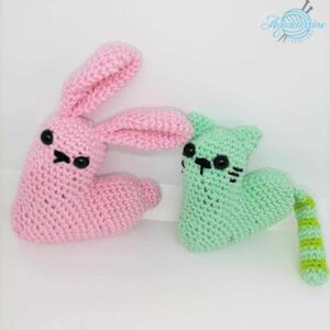 coniglio e gatto cuore amigurumi