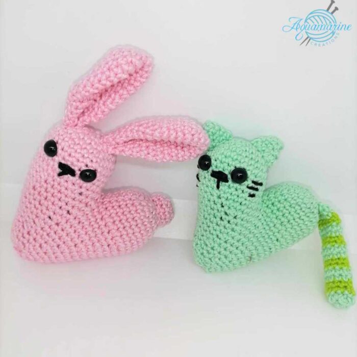coniglio e gatto cuore amigurumi