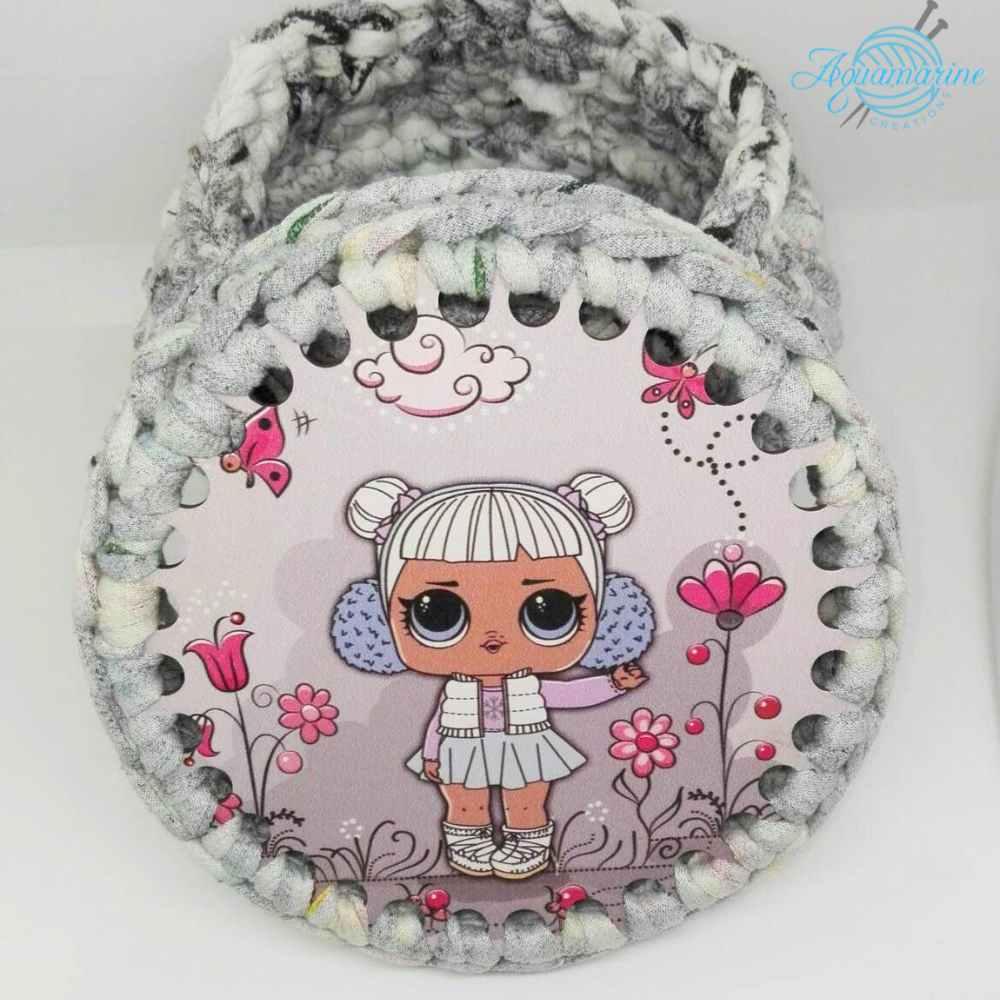 Cesto in Fettuccia Bianco e Grigio Cesto in Fettuccia Bianco e Grigio